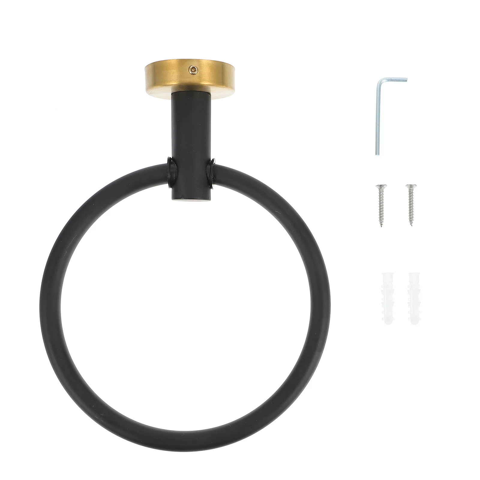 

Towel Ring Bathroom Holder Rack Wall Hand Hangermounted Hook Accessories Steel Black Rustic Kitchen Single Post Modern Bath Iron