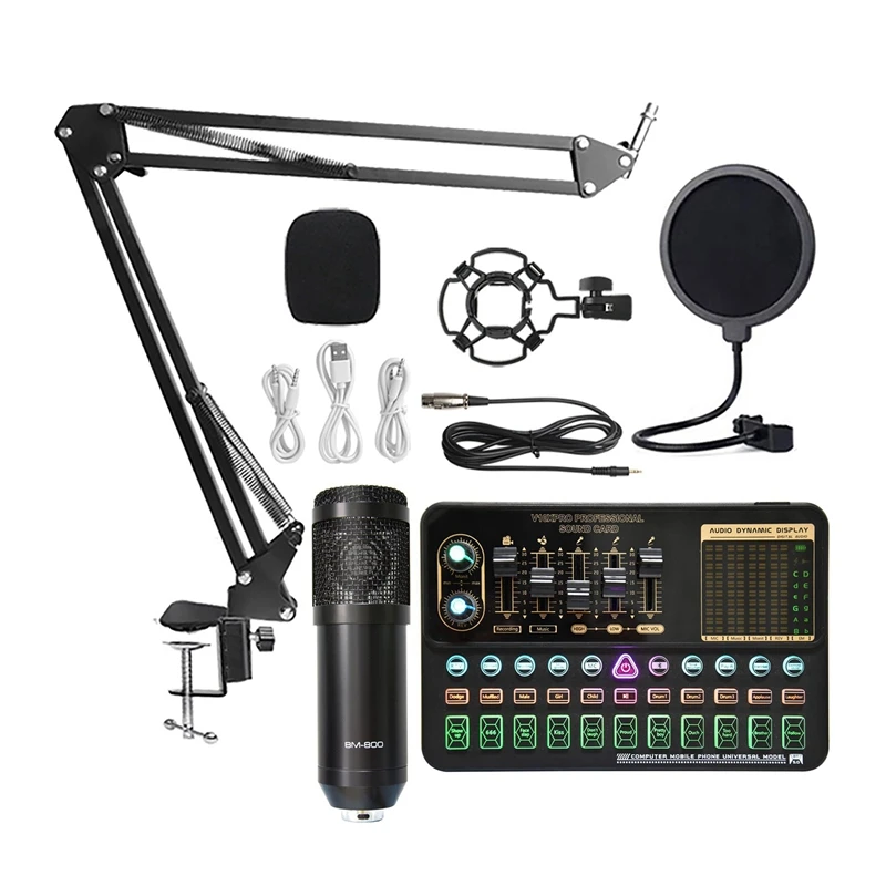 

Профессиональный конденсаторный микрофон BM800, беспроводной Bluetooth V10 PRO, звуковая карта для ПК, компьютера, телефона, караоке