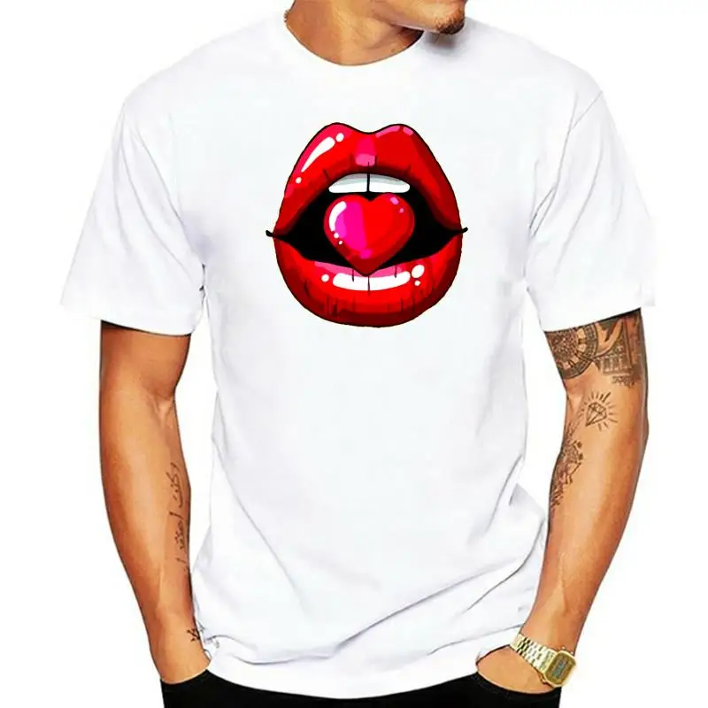 

2022 New fashion T shirt Women Sexy lips love print Tshirt Harajuku Thin Section White Tops Female Short sleeve T-shirt clothing