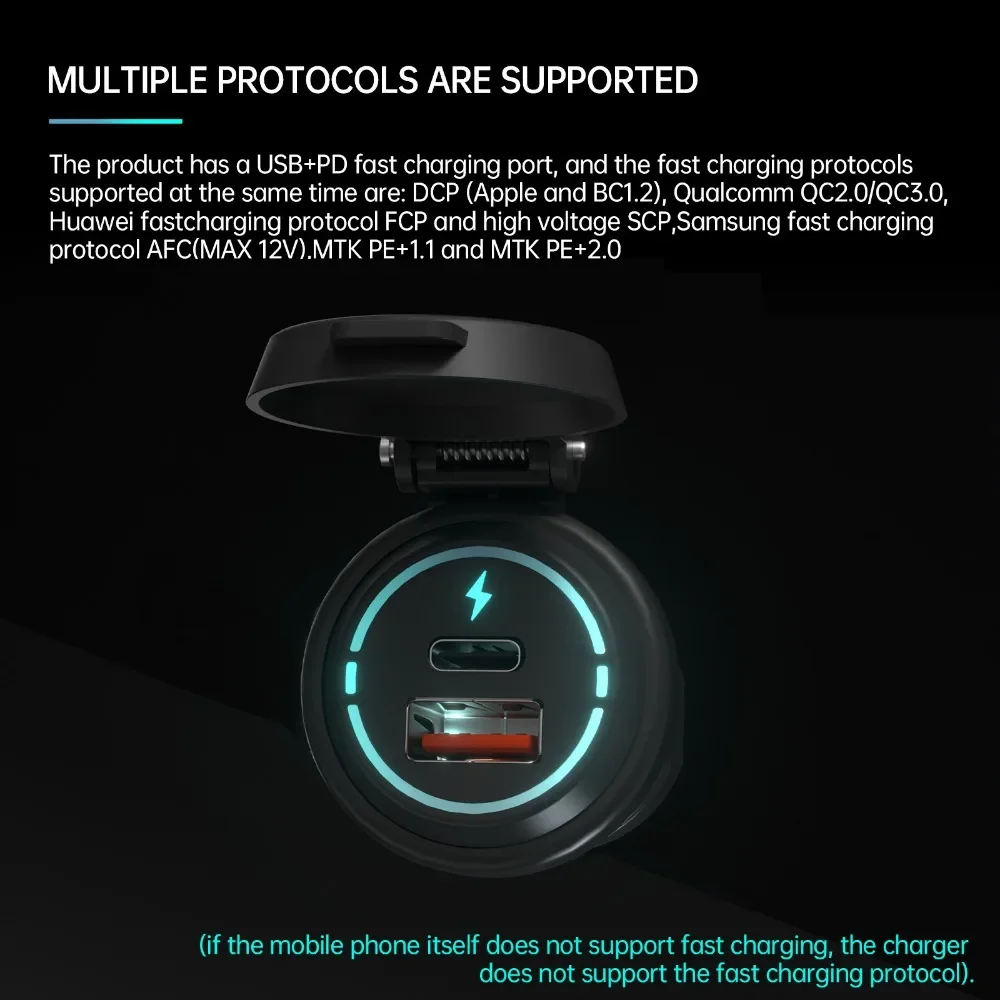 12 В/24 В Автомобильное зарядное устройство USB разъем PD Тип C + QC 3 0 электрическая