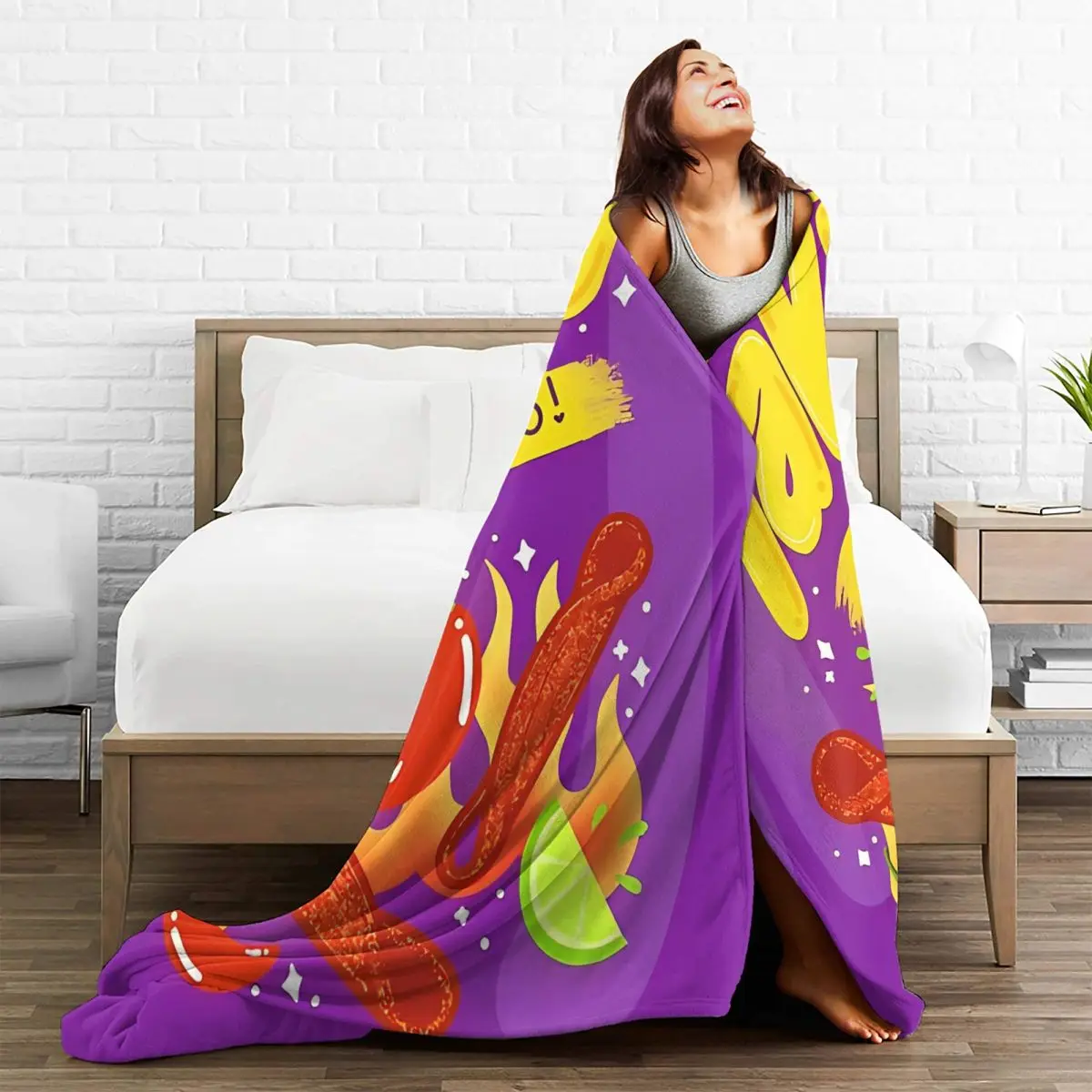 Фланелевое одеяло с мультяшным принтом и закусками Taki креативные пледы для