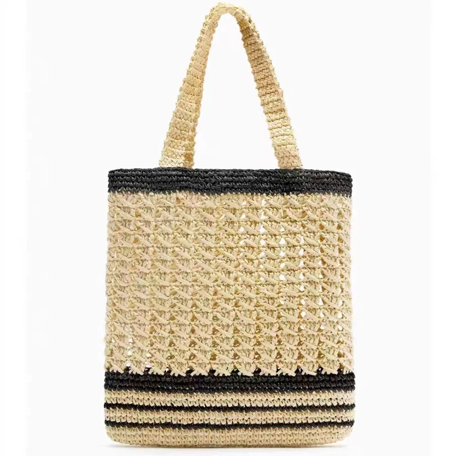 Straw Woven Tote Bags Summer Casual Large Capacity Handbags New Fashion Beach Women Shoulder Simple Style Shopping