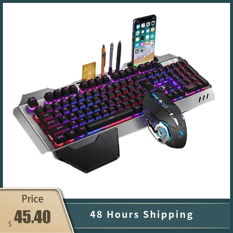 

Bluetooth 2.4G Wireless Keyboard Mouse Set Combos Rechargeable RGB Backlit Gamer Mice Office Business