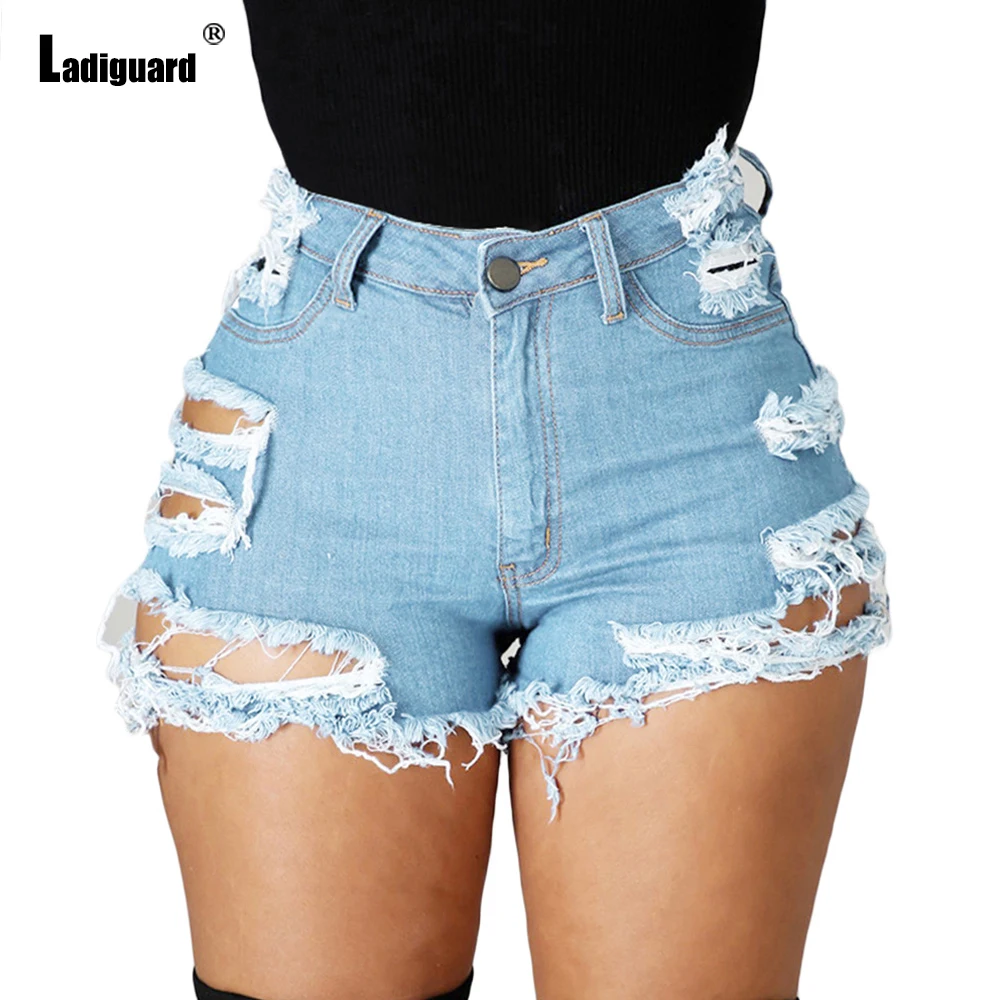 Ladiguard 2022 High Cut denim shorts Women Casual Shredded Short Jeans Slim Panties Ladies Vintage Summer Button Fly hotpants