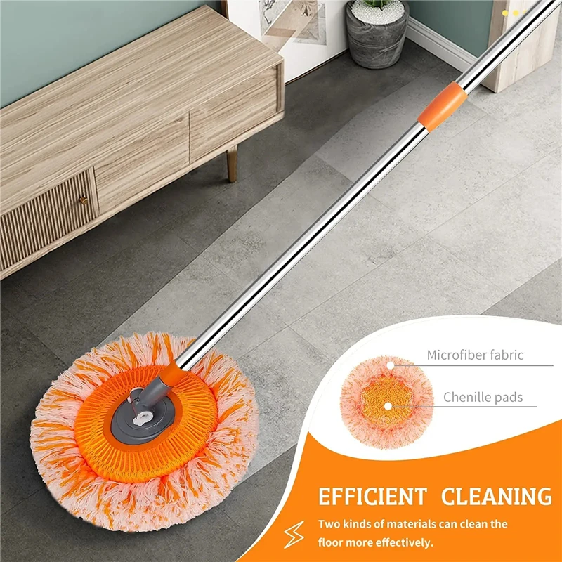 

360° Rotatable Adjustable Car Cleaning Mop Household Wet & Dry Floor Wall Cleaning Microfiber Dust Mops Easy Installation