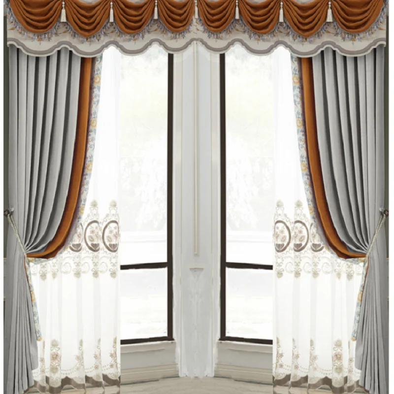

Curtains for Living Dining Room Bedroom High Shading European Chenille Jacquard Thickening Stitching Windows Door Kitchen