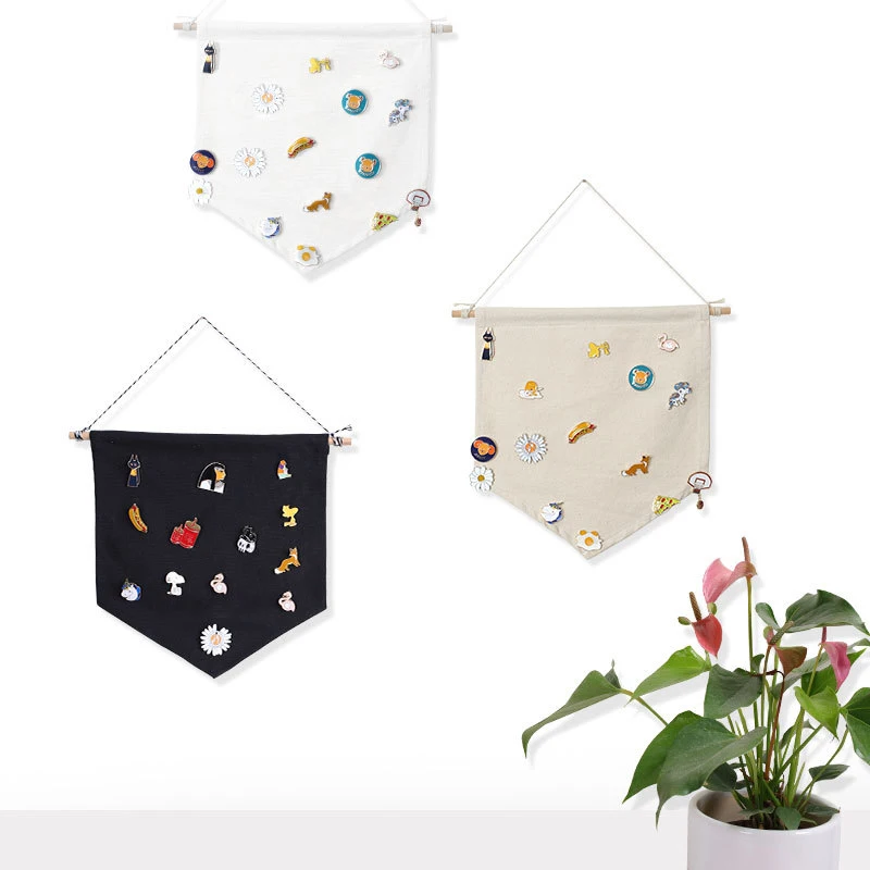 

Pin Display Pennant Banner Enamel Lapel Pin Badge Flag Plain Blank Canvas Wall Banner Badge Storage Home Hanging Decorations
