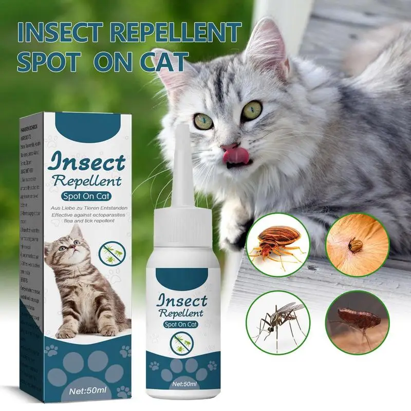 

Cat Flea Tick Remover Spray Pets Dogs Insect Repellent Drops 50ml Kittens Puppies Lice Ticks External Repellent Formula Liquid