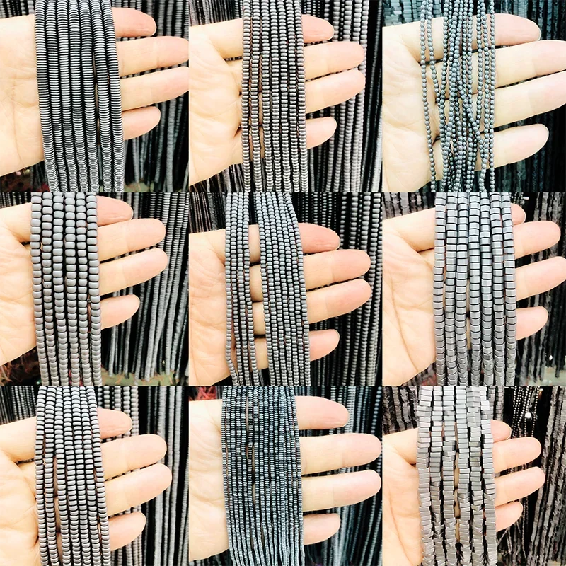 15-дюймовая бусина из натурального гематита круглая квадратная шестиугольная