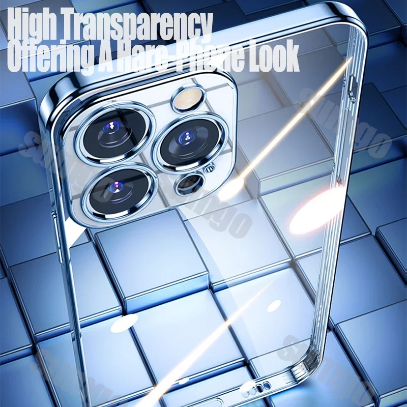 Новый роскошный прозрачный противоударный силиконовый чехол для iPhone 16 15 14 13 12 11 Pro