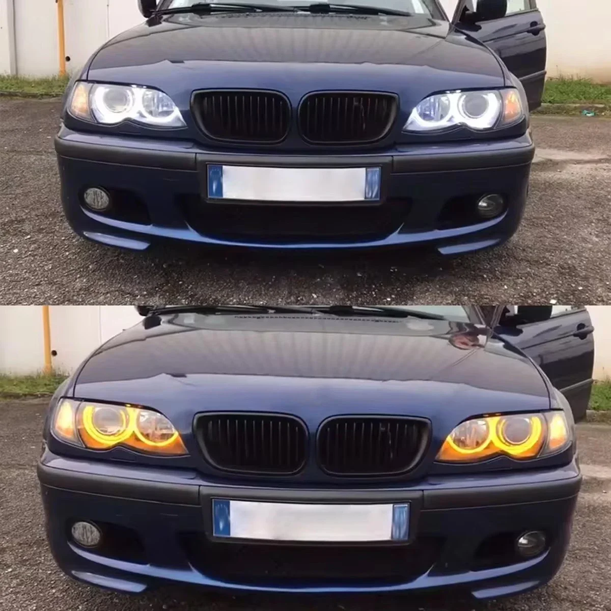 Фото 4 шт. светодиодные кольца Angel Eyes DRL белого и желтого цвета Halo для BMW 3 серии E46 316i 318i 320d 323i 328i 330i 325xi 330d 1998-2005 №4