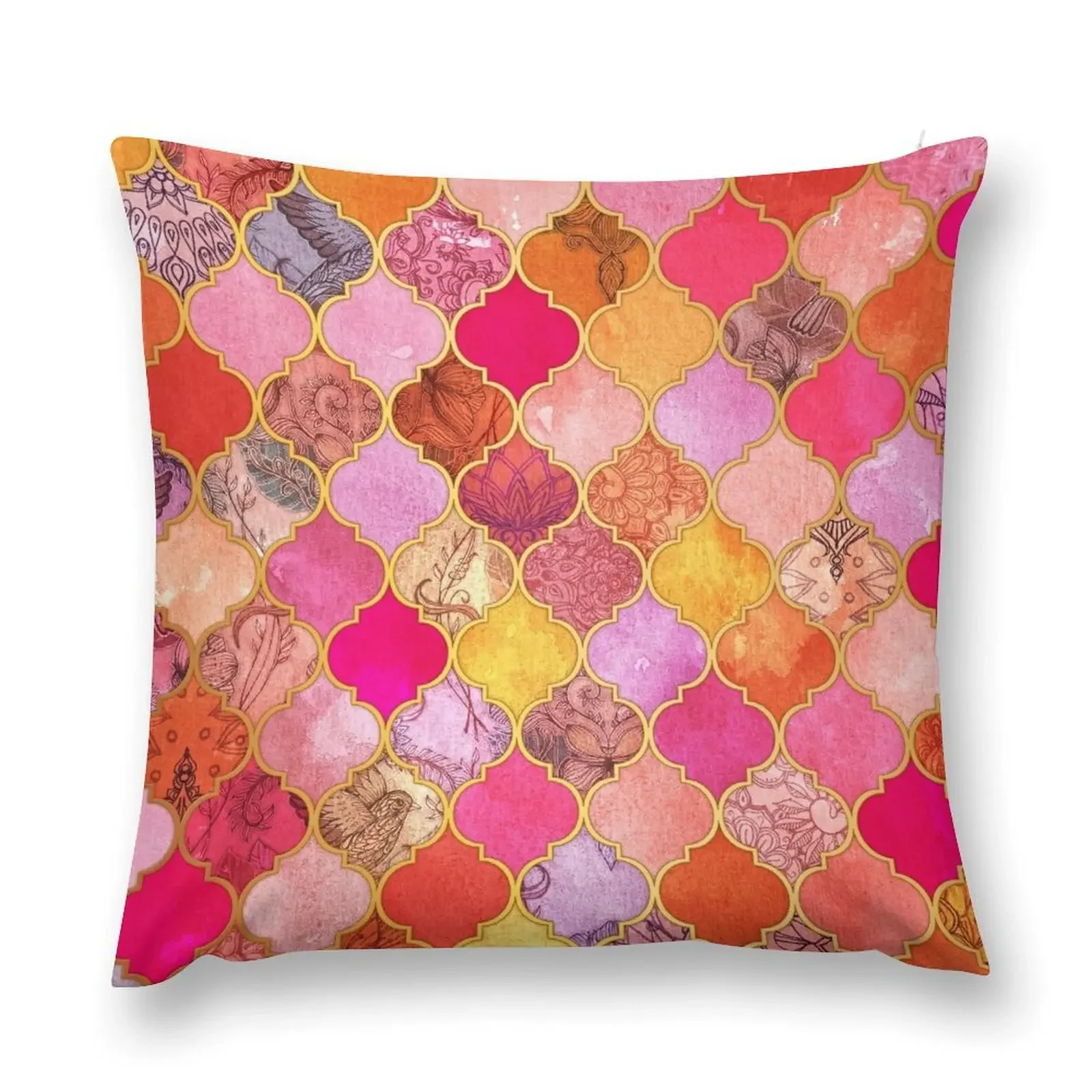 Ярко-розовый золотой мандариновый и темно-серый декоративный узор из