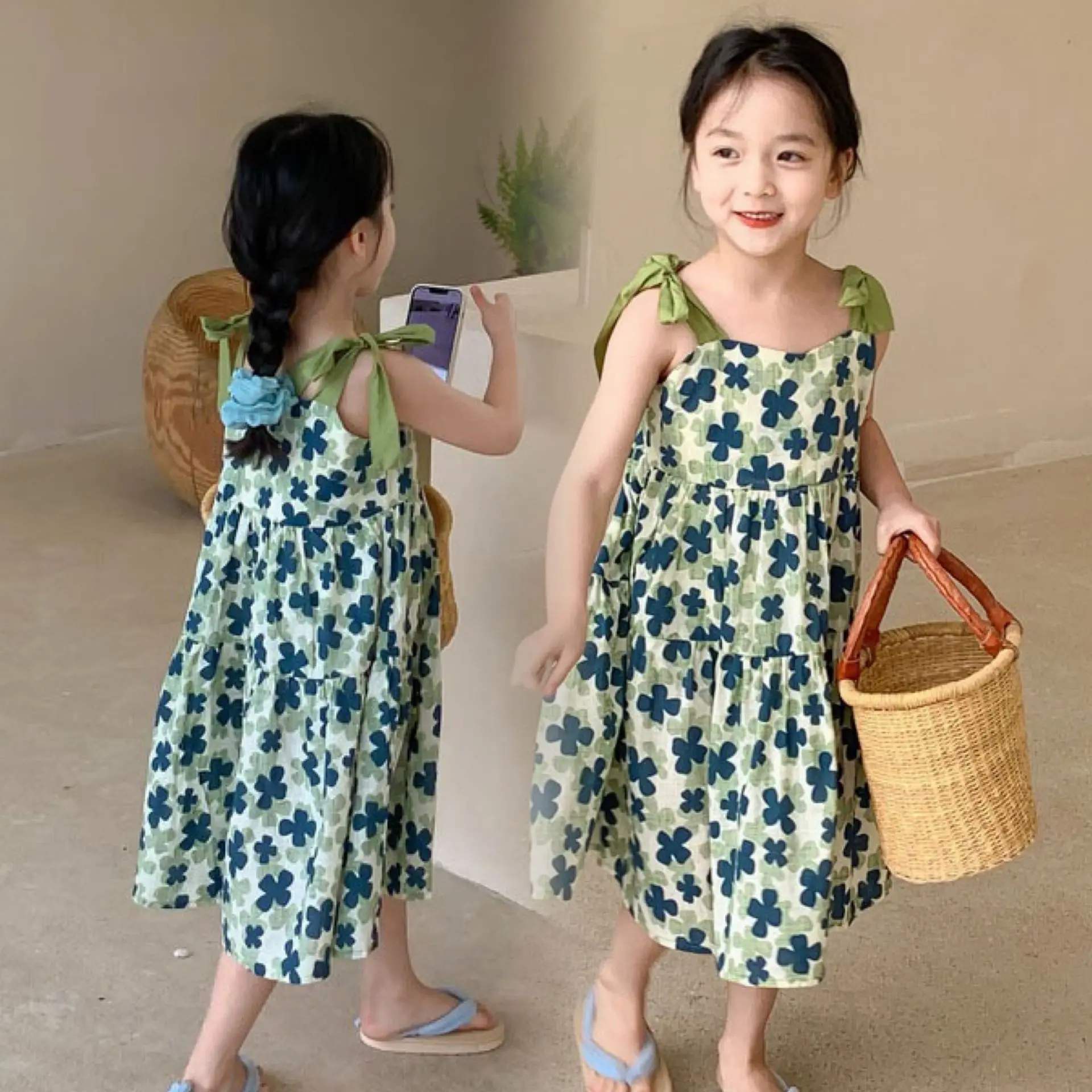 

Children's Suspender Skirt Summer Girls' Lace-up Dress Children's Skirt 3-8 Years Old Children's Clothing