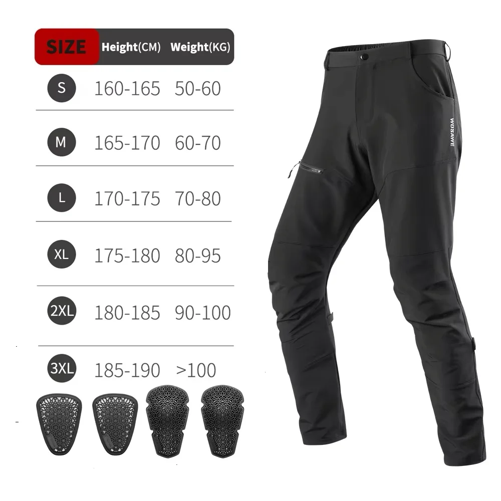 

Новые черные мужские мотоциклетные брюки WOSAWE для туризма и езды, дышащие, для активного отдыха, мотоспорта и велоспорта