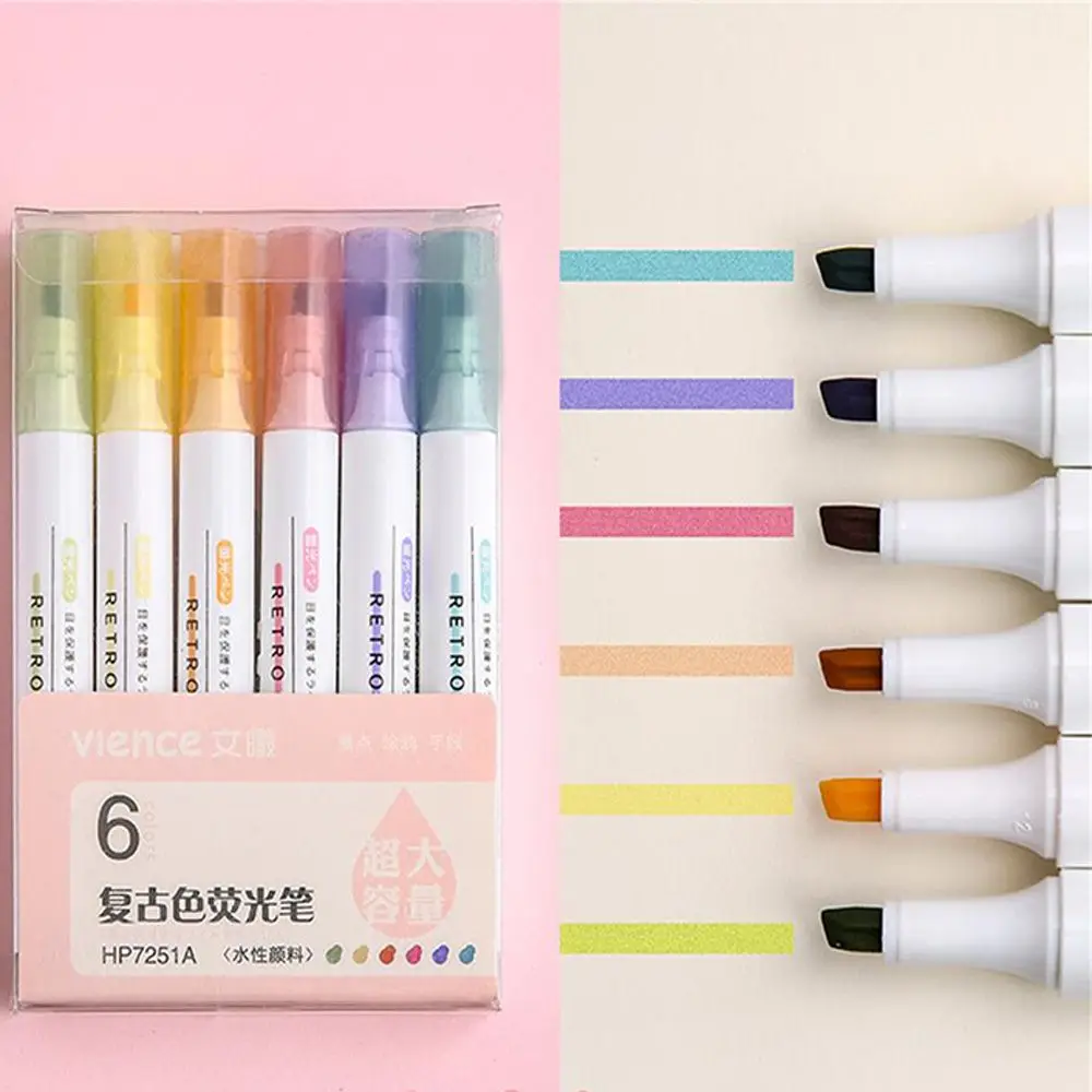 

Writing Student Light Color Retro Color Pen Marker Highlighter Soft Tip