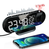 fm radio led digital smart alarm clock watch table electronic desktop clocks usb wake up clock with 180%c2%b0 time projector snooze