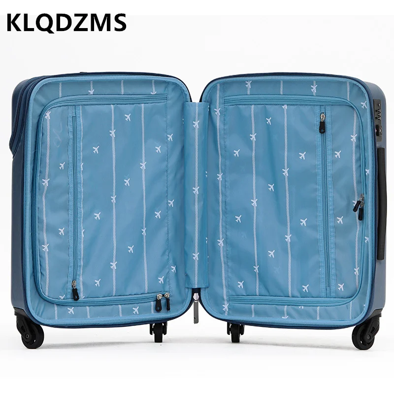 KLQDZMS High Quality Front Opening Boarding Luggage Female Small 20 Inch Net Red INS Trolley Case 24 Inch Suitcase Male USB