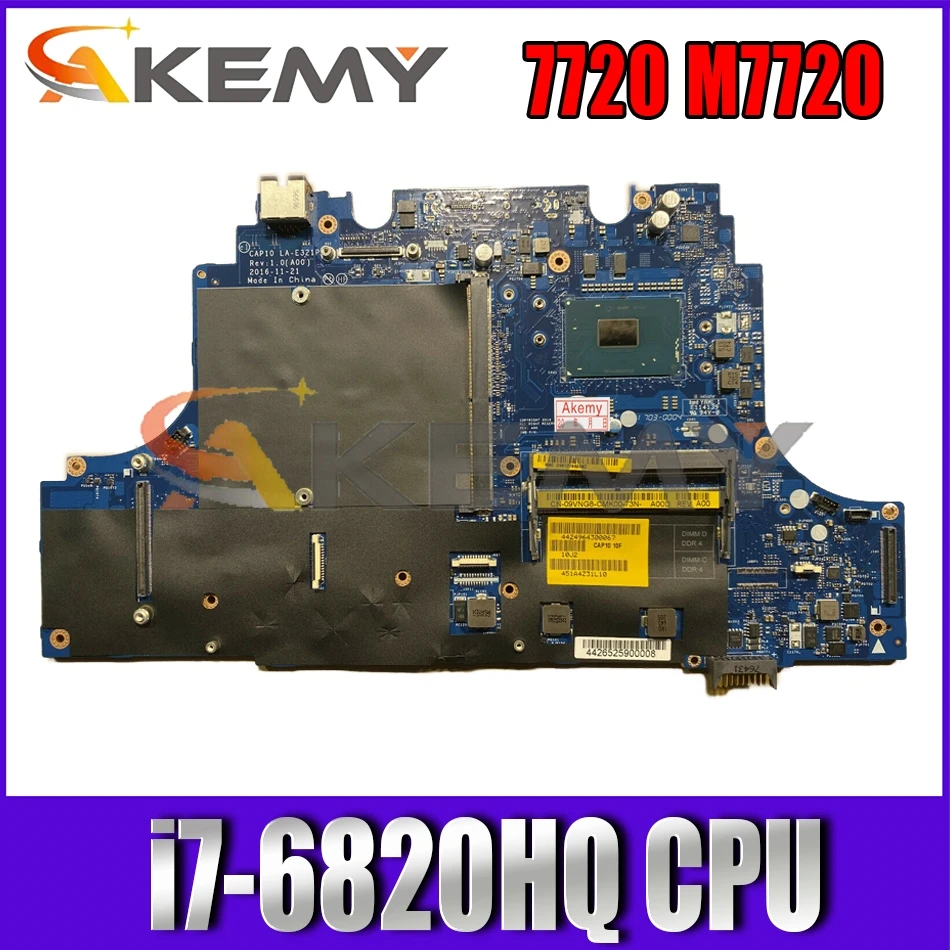 

CN-0RFCWJ 0RFCWJ RFCWJ For DELL Precision 7720 M7720 Laptop motherboard CAP10 LA-E321P MB With i7-6820HQ CPU 100% Fully Tested