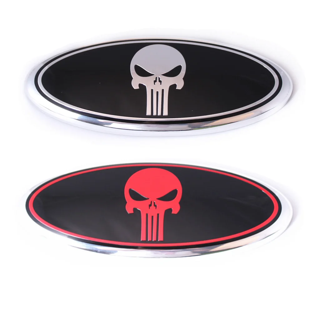 

9" Skulls Skeleton Logo Front Grille Rear Tailgate Emblem for F-150 F-250 Explorer Edge Stickers and Decals Accessories Badge