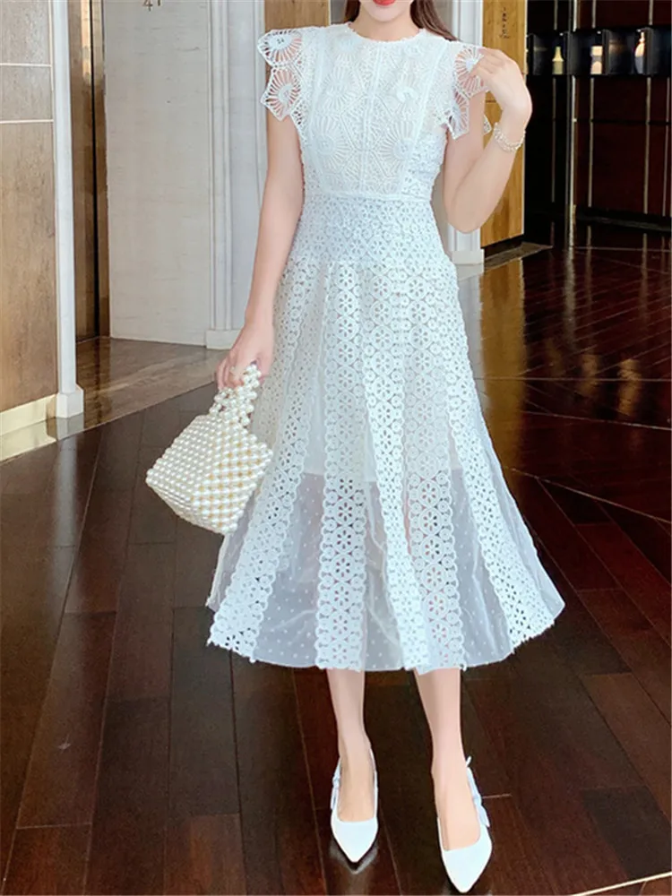 

Beach Sundress Runway Sleeveless Sexy Backless Summer Lace Party Embroidery Woman Dress Dresses for Women Clothing Boho 2022