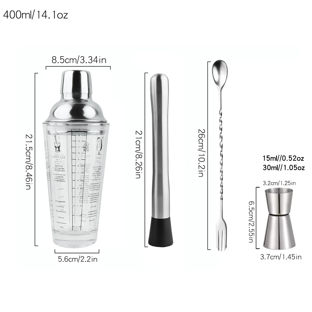 Барный Набор Шейкер Из Нержавеющей Стали Со Стеклянным Градиентом Ручной Ручные