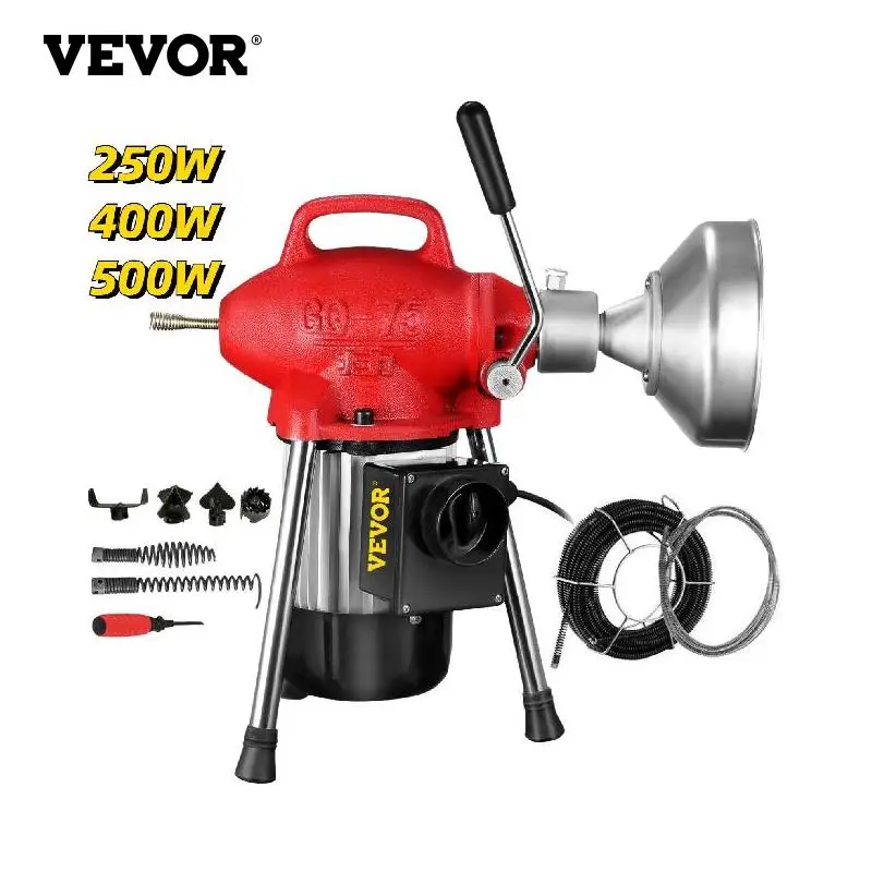 

VEVOR Auger Pipe Drain Cleaning Machine 250W 400W 500W Electric Drain Cleaner 20-125MM Tube Unblocker Toilet Sewer Dredger Set