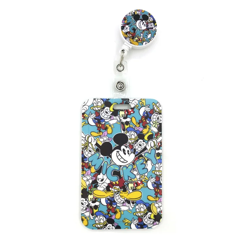 

Mickey Mouse Characters Cartoon Cute Credit Card Holder Lanyard Women Men Kid Student Retractable Badge Reel ID Name Bus Clip