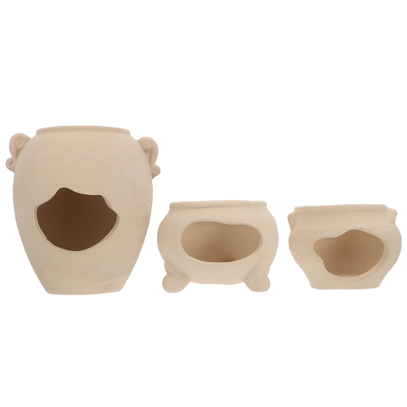 

3Pcs Aquarium Layout Shelters Ceramic Tank Decors (Beige)