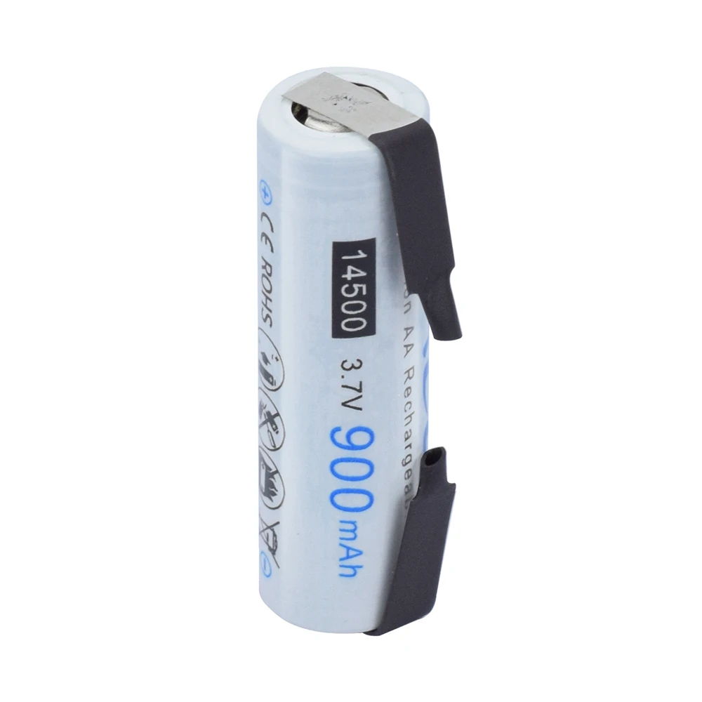 

PALO 14500 Rechargeable Batteries with Welding Tab 3.7V AA Lithium ion Battery for Flashlight/Headlamp/electric toothbrush