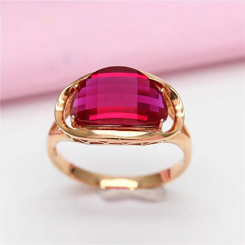 

Russia Purple Gold Inlaid Red Stone Ring Simple Ins Style Advanced Rose Gold Adjustable Ring Women's Silver Jewelry Couple Rings