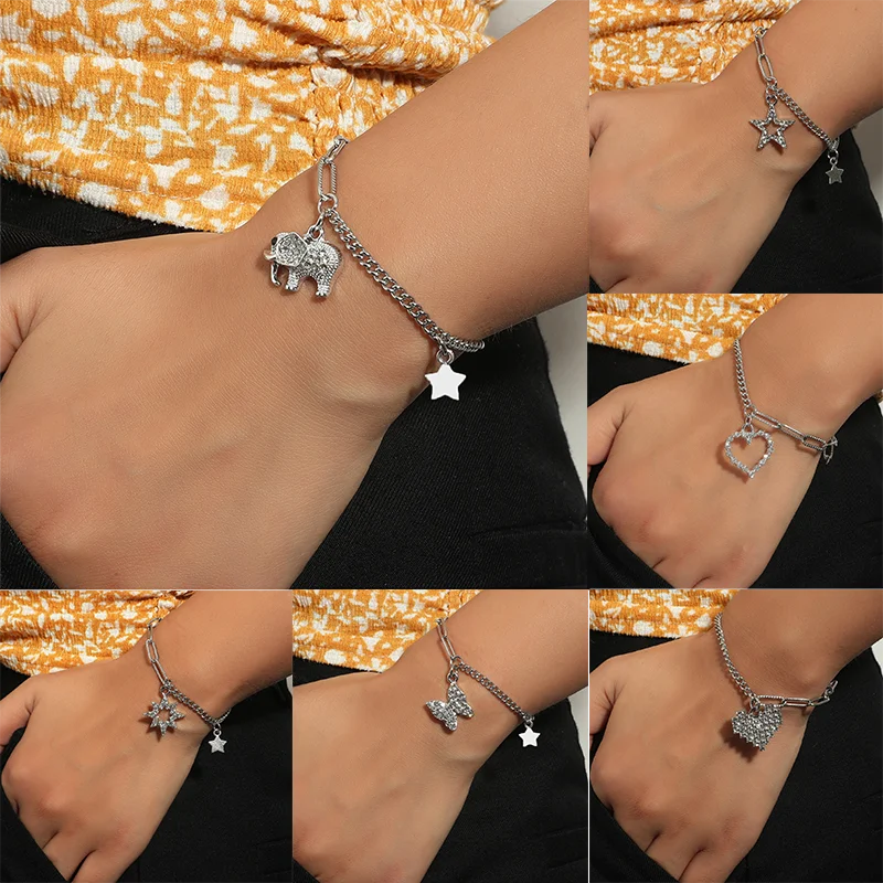 

Women and men's titanium steel street cool style retro personality simple deesign bracelets