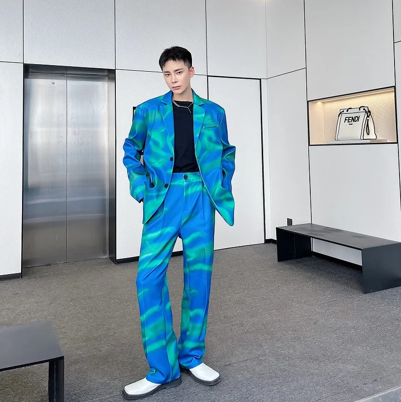 Брюки мужские с ярким принтом винтажные Свободные повседневные штаны для шоу