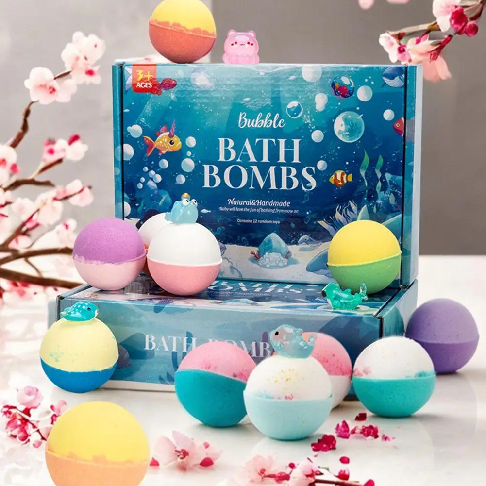 Фото 12 шт. бомбочек для ванны для детей с сюрпризом внутри, натуральные органические бурлящие шарики для ванны для девочек и мальчиков с игрушками внутри №2