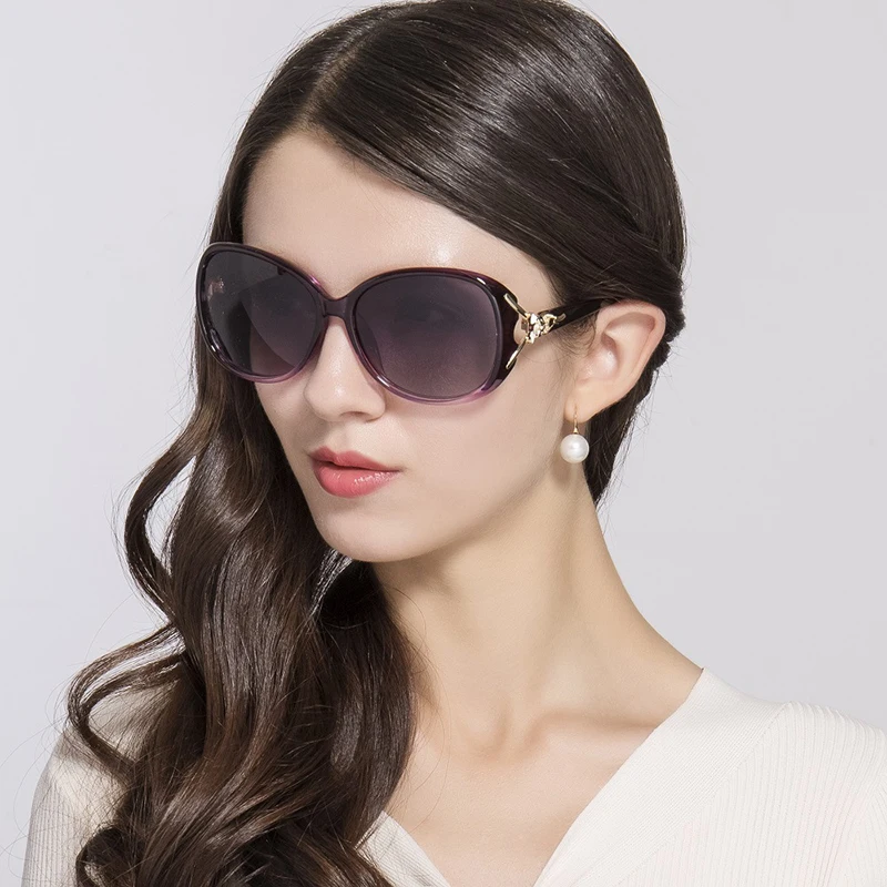 Rhinestone Oversized Sunglasses Women Polarized Classic Square Frame Black Shades For Female Luxury Decoration Design Glasses