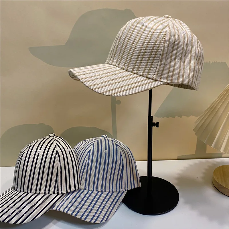 

2022Stripe grid fresh literary female baseball cap spring unique sports leisure travel baseball cap cap city boyhigh quality and
