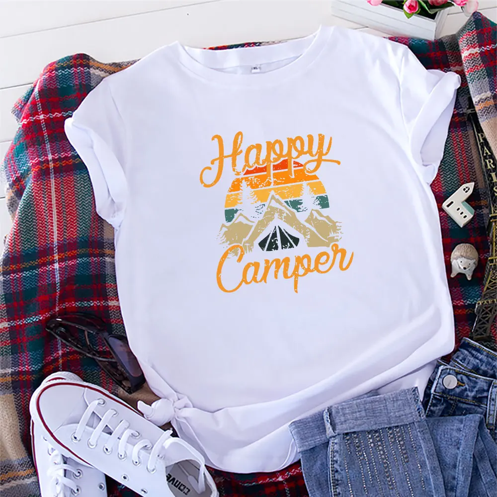 

Summer Women's Tops T Shirt Creative Golden Mountain Peak Women T-shirt Graphic Funny Print Cotton Tshirt Tees