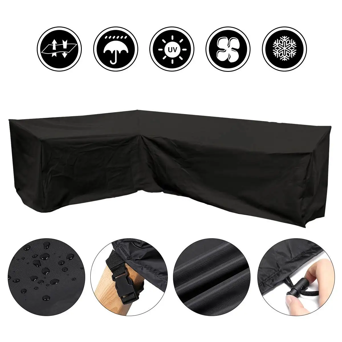 

420D L Shape Corner Outdoor Sofa Cover Waterproof Outdoor Patio Garden Furniture Covers Waterproof Sofa Protect Set Dust Covers