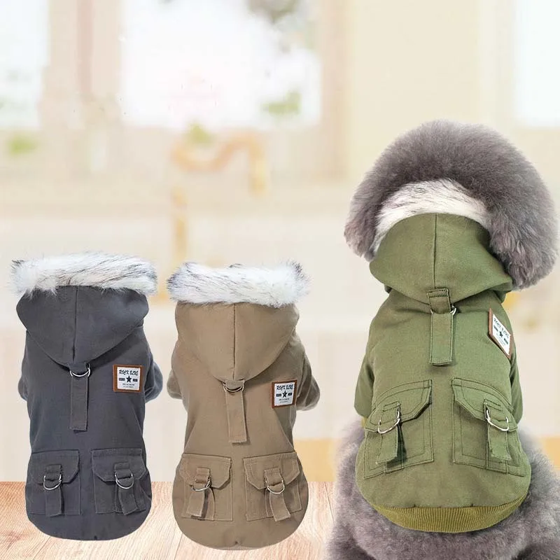 

Military Style Cotton Dog Coat Winter Dog Clothes For Small Dogs Chihuahua Jacket Puppy French Bulldog Mascotas Pet Accessories