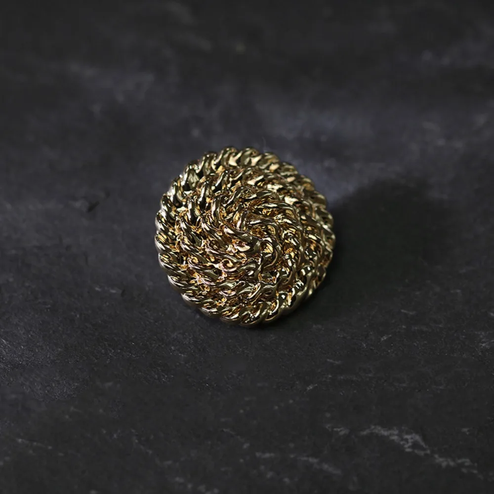 Винтажная металлическая пуговица со спиральной золотой цепочкой для рубашки и