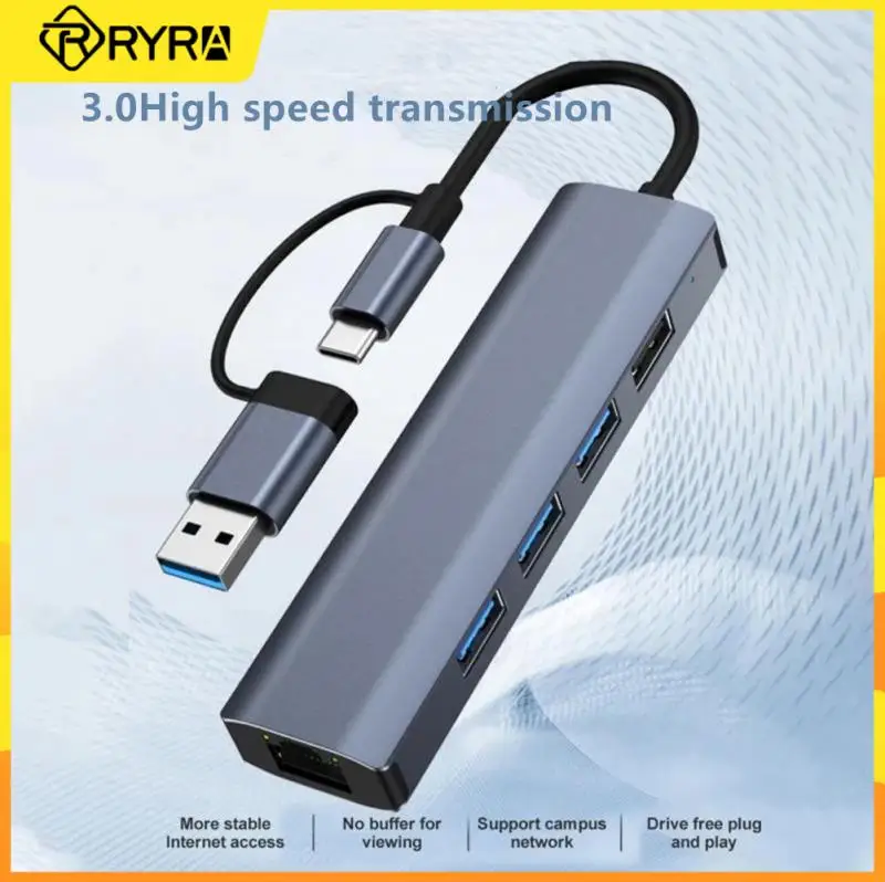 

RYRA USB C 1000 Мбит/с RJ45 разветвитель многопортовый адаптер 5 портов USB 3,0 Type C концентратор для Lenovo Xiaomi Macbook PC Аксессуары для ноутбуков