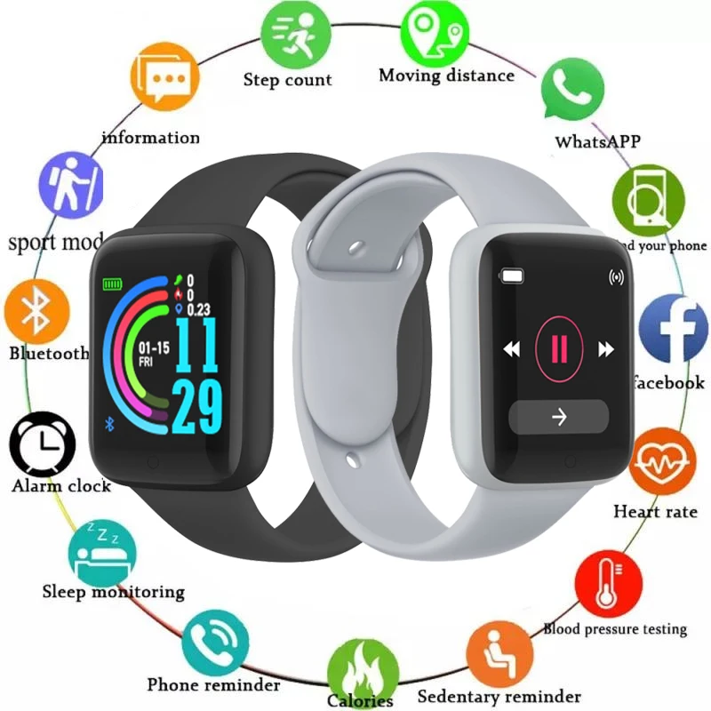 

Y68 Pro Smart Watch Heart Rate Monitor Men's Women's Watches Bluetooth Fitness Sport Tracker Smartwatch 2022 Fashion Clock