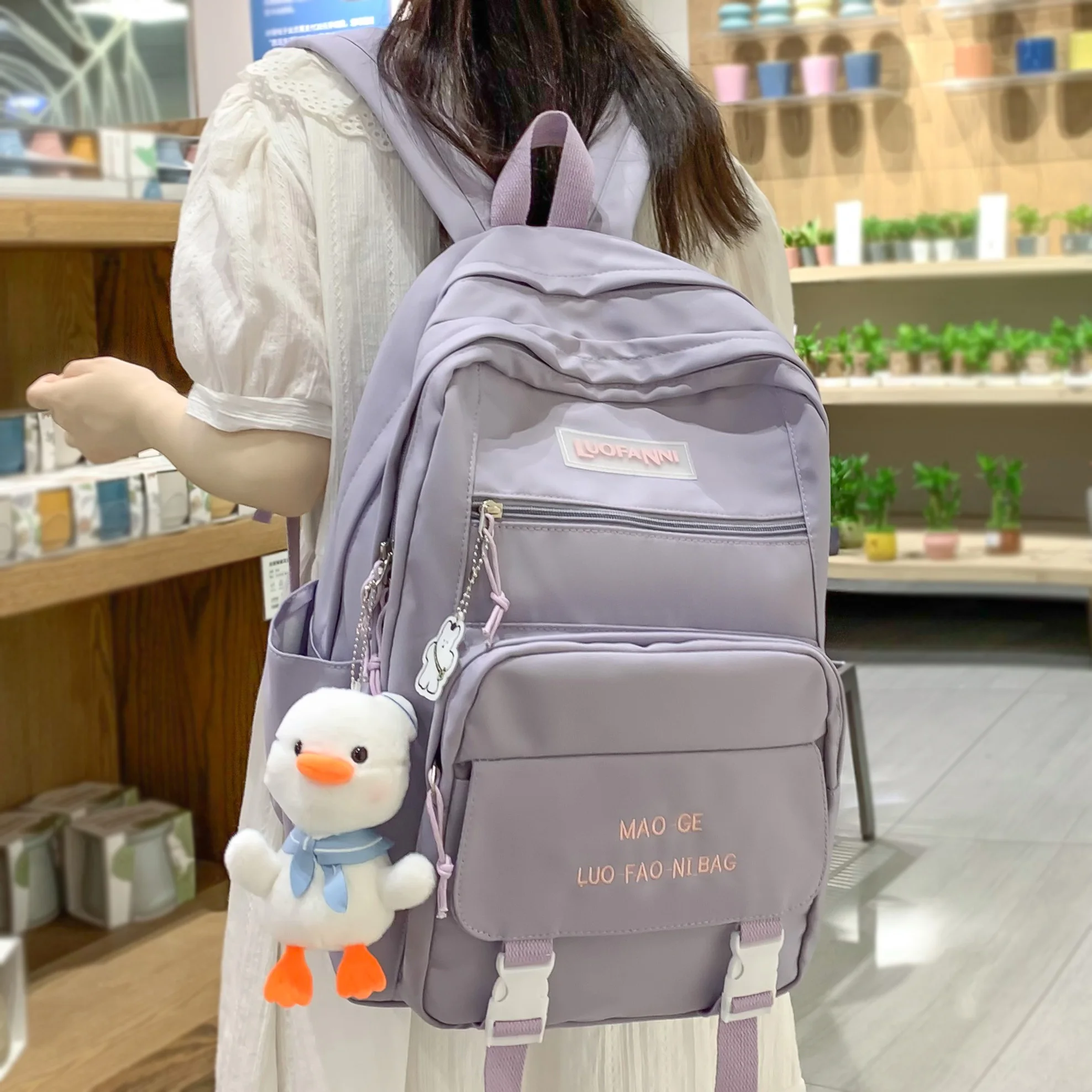 

Female Purple Laptop College Backpack Trendy Ladies Leisure Book Bag Women Nylon Student Backpack Fashion Girl Travel School Bag