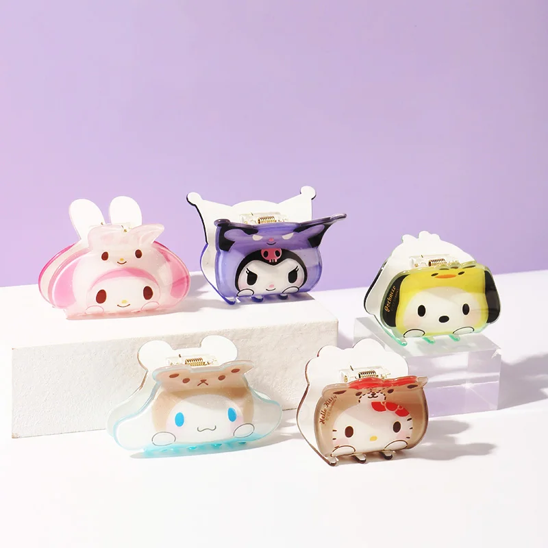 

Kawaii Sanrioed Kuromi My Melody Hellokittys Cinnamoroll почтовые акриловые милые стереоскопические аксессуары для волос