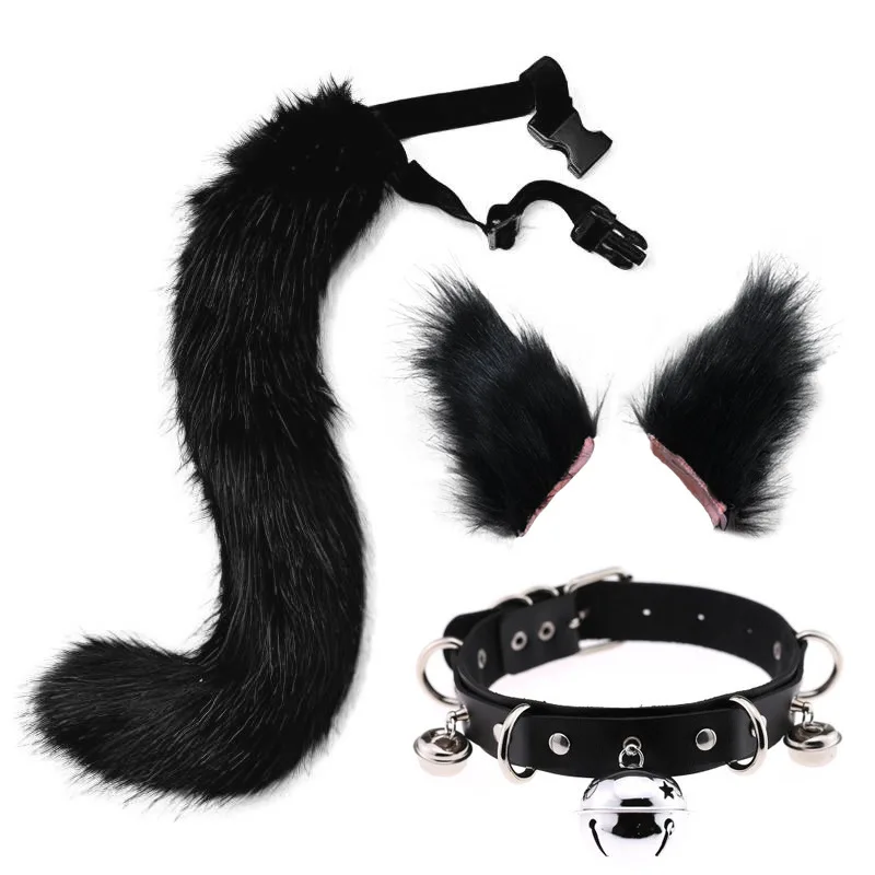 

Simulated Plush Animal Tail Ears Cosplay Costume Fox Cat Tail Ears Choker sets Maid Dress Accessories Halloween Party Costumes