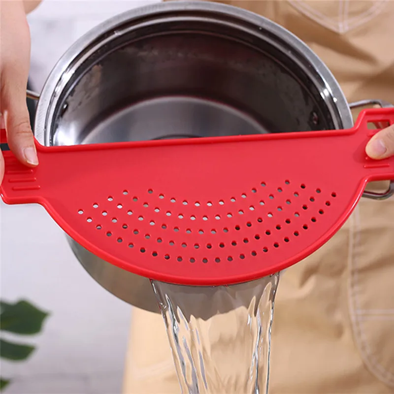 

Kitchen Accessories Plastic Drain Basket Wash Rice Filter Leakproof Baffle Funnel for Jars Kitchen Gadget Pot Side Drainer