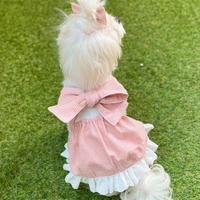 pink plaid bow skirt pet clothes cat dog clothes teddy bichon pet dress cat skirt puppy dress girl puppy clothes
