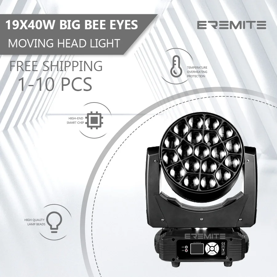 0 налог 1-10 шт. фотовспышка большая 19x40 Вт RGBW зум движущаяся головка освещение с