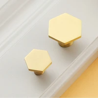 hexagon brass furniture handles european door knobs for cabinet kitchen cupboard drawer pulls gold