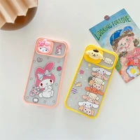dog and bunny cute cartoon phone case for iphone 12pro max 11 7 8 plus x xr xs max sliding lens protection phone cover