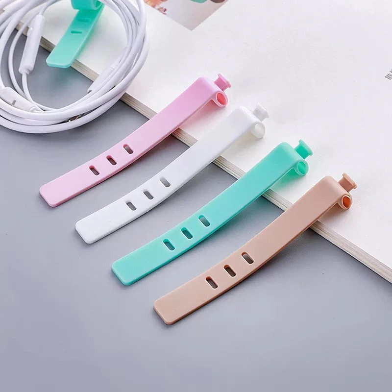 

4Pcs Silicone Cable Organizer USB Data Winder Wire Organizer Protector Fixing Frame Office Fixing Desk Set Accessories Supplies